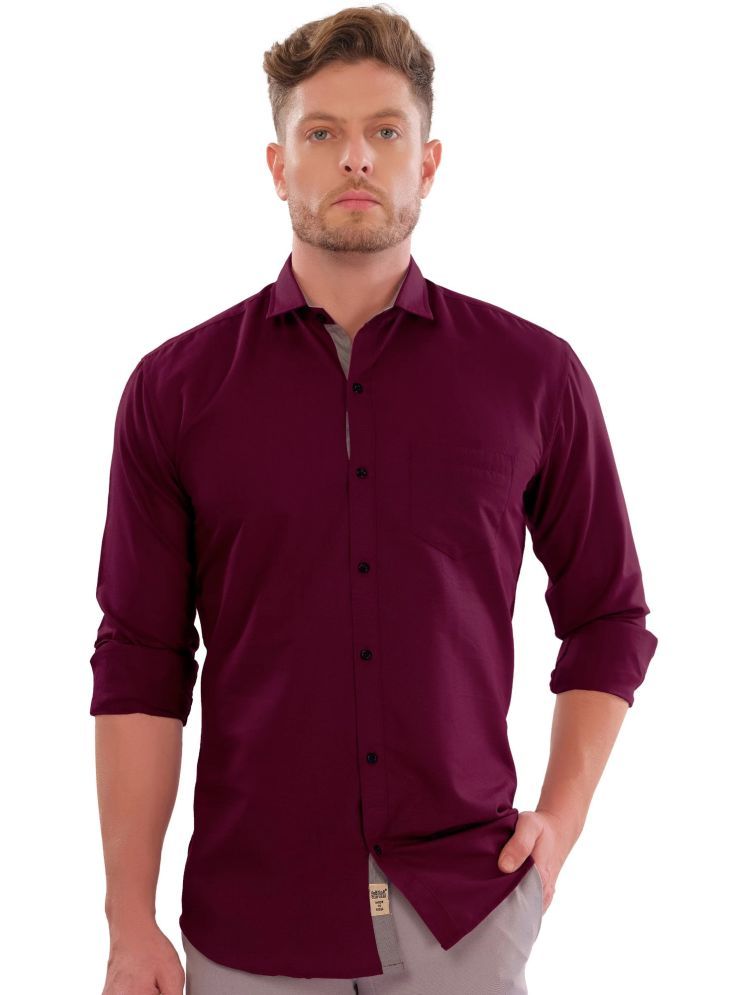     			VERTUSY Cotton Blend Regular Fit Solids Full Sleeves Men's Casual Shirt - Maroon ( Pack of 1 )