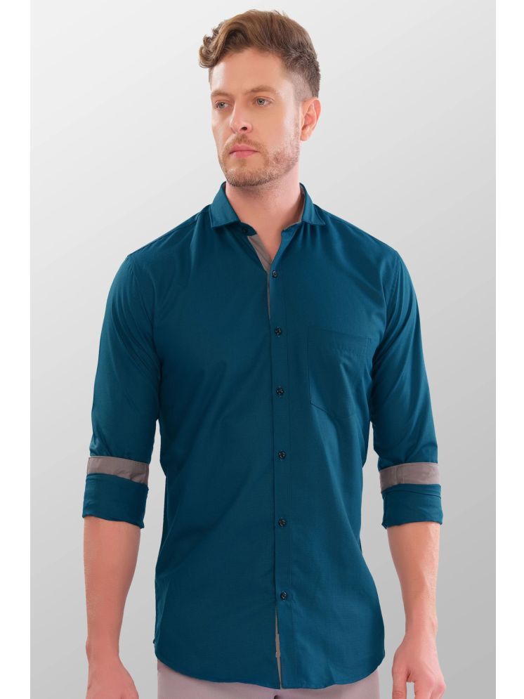     			VERTUSY Cotton Blend Regular Fit Solids Full Sleeves Men's Casual Shirt - Teal ( Pack of 1 )