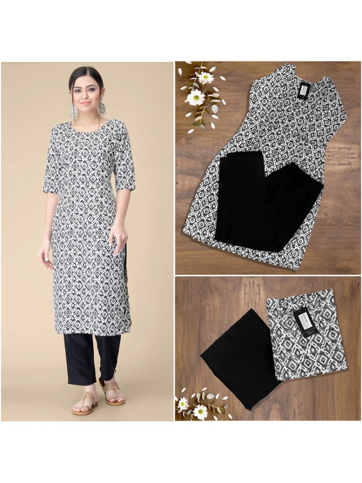     			1 Stop Fashion Pack of 1 Crepe Printed A-line Women's Kurti - ( Black )