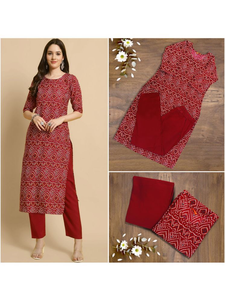     			1 Stop Fashion Pack of 1 Crepe Printed A-line Women's Kurti - ( Red )