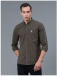 Red Tape Cotton Blend Regular Fit Solids Full Sleeves Men's Casual Shirt - Olive ( Pack of 1 )