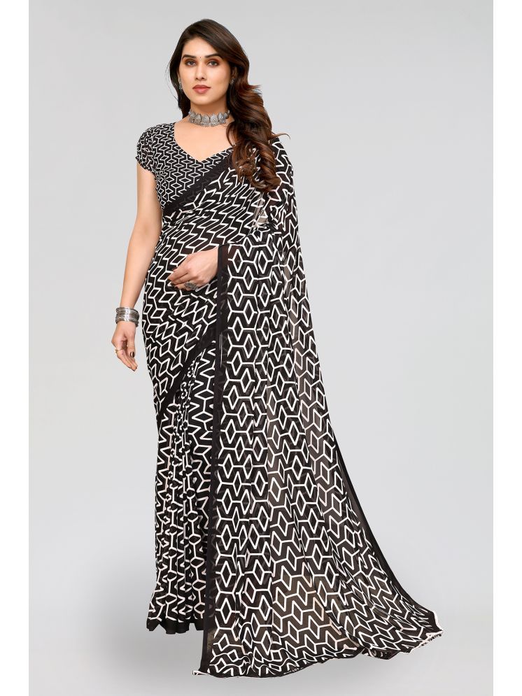     			ANAND SAREES Pack of 1 Georgette Printed Saree With Blouse Piece ( Black )