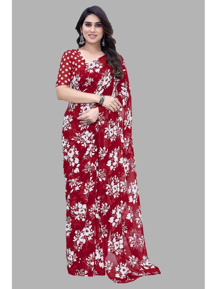     			ANAND SAREES Pack of 1 Georgette Printed Saree With Blouse Piece ( Red )