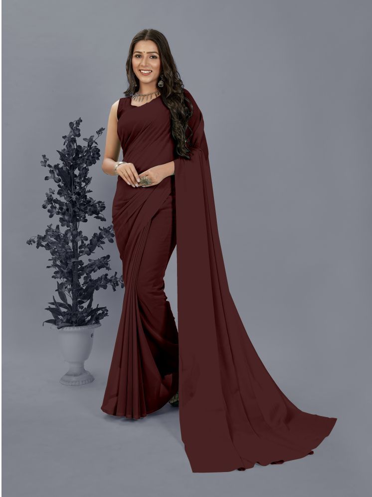     			ANAND SAREES Pack of 1 Georgette Solid Saree With Blouse Piece ( Brown )