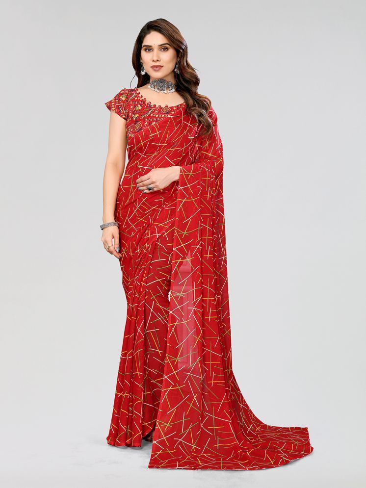     			ANAND SAREES Pack of 1 Georgette Printed Saree With Blouse Piece ( Red )