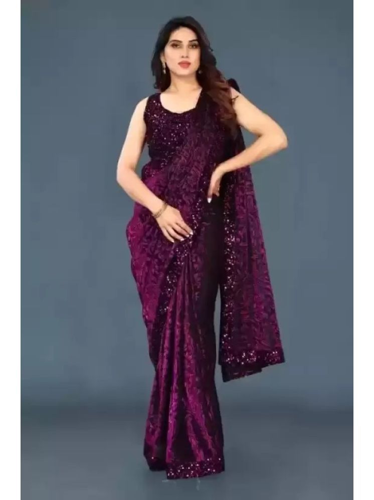     			Saadhvi Pack of 1 Lycra Self Design Saree With Blouse Piece ( Wine )