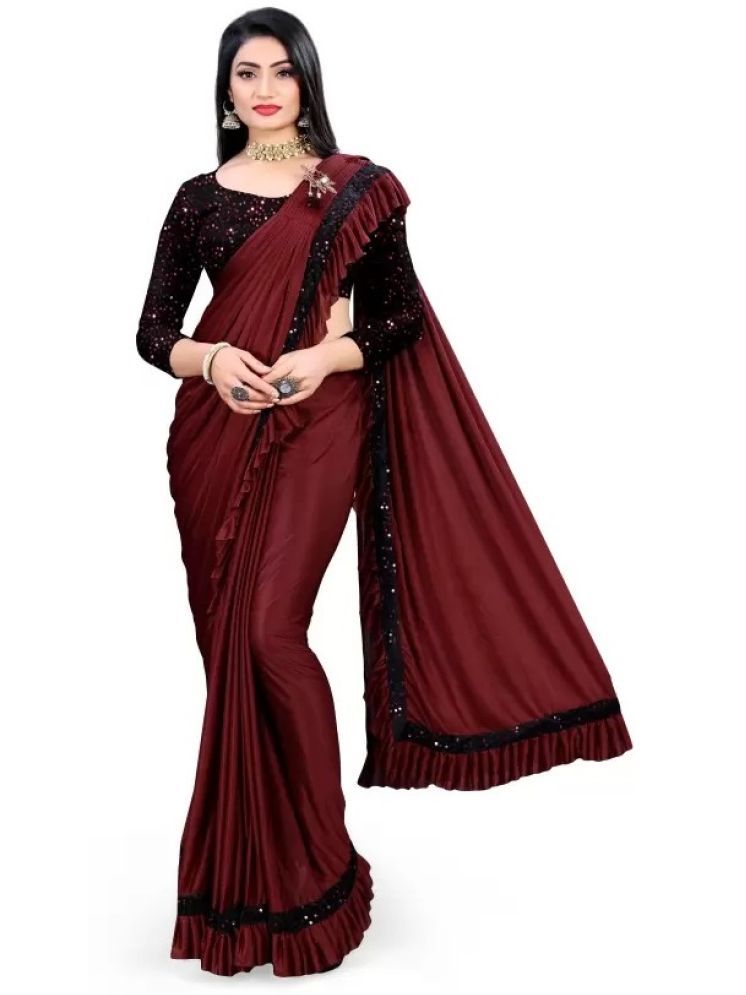     			Saadhvi Pack of 1 Lycra Embroidered Saree With Blouse Piece ( Maroon )