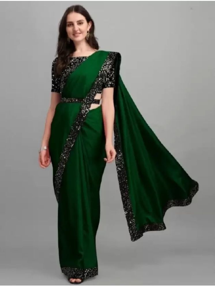     			Samai Pack of 1 Lycra Embellished Saree With Blouse Piece ( Green )