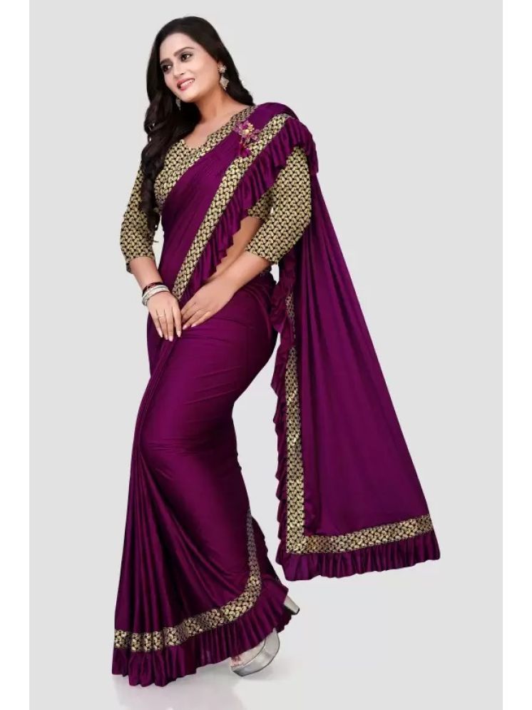     			Samai Pack of 1 Lycra Embellished Saree With Blouse Piece ( Purple )