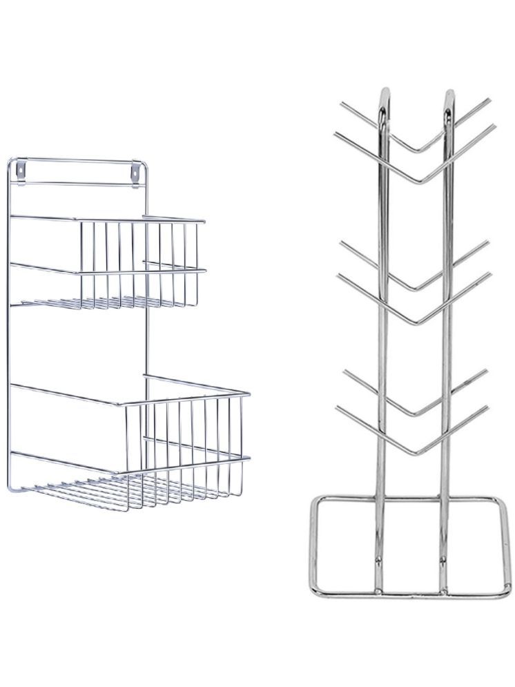     			Green Tales Silver Stainless Steel Wall mount Stand ( Pack of 2 )