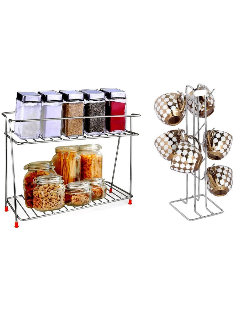     			Green Tales Silver Stainless Steel Storage Racks ( Pack of 2 )