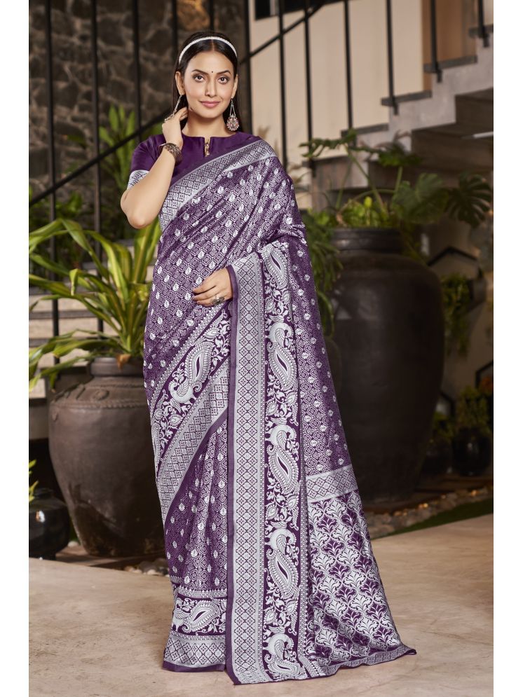     			Sariya Pack of 1 Jacquard Woven Saree With Blouse Piece ( Purple )