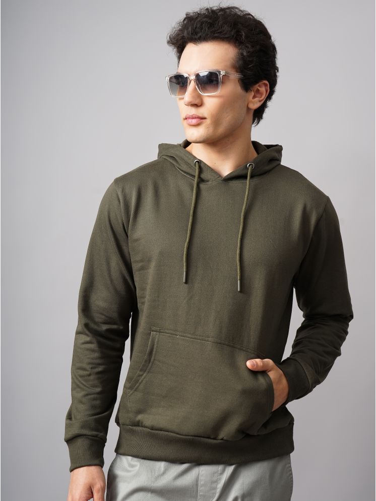     			Paul Street Cotton Hooded Men's Sweatshirt - Olive ( Pack of 1 )