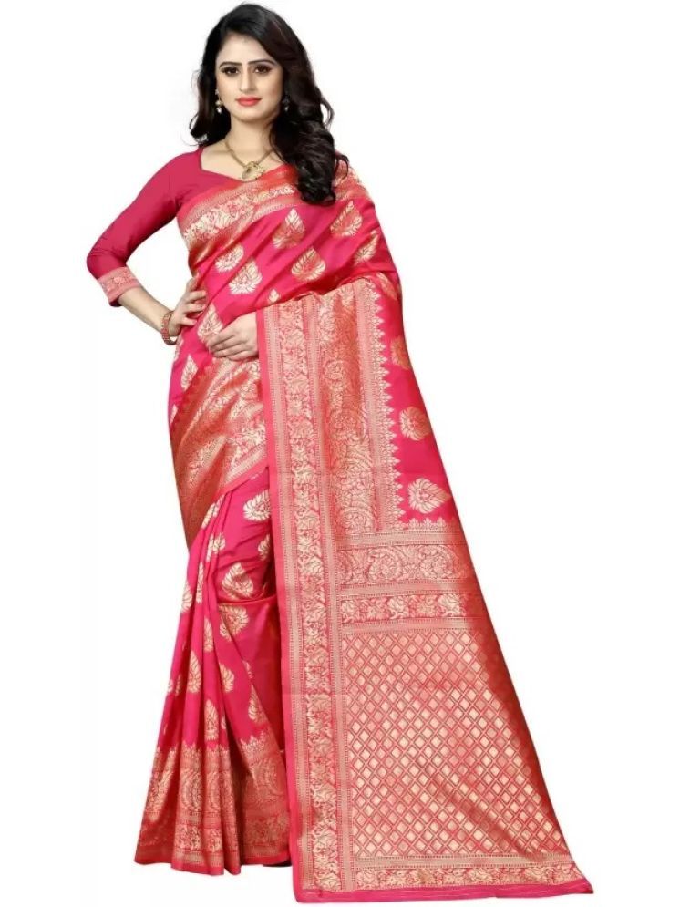     			Samai Pack of 1 Silk Embellished Saree With Blouse Piece ( Pink )