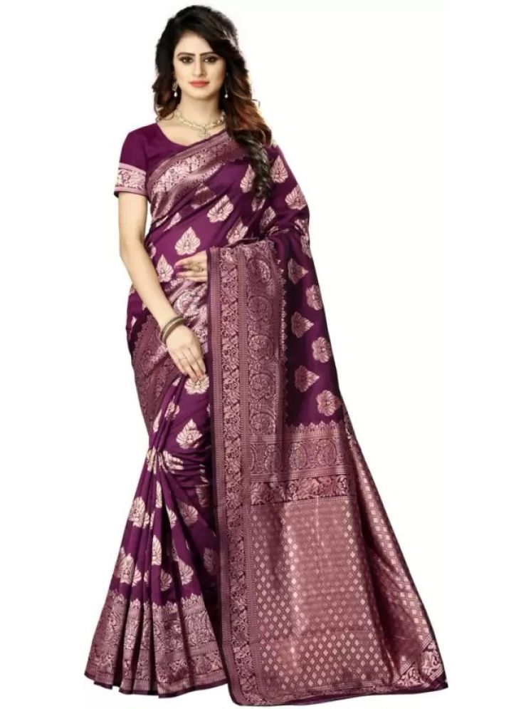     			Samai Pack of 1 Silk Embellished Saree With Blouse Piece ( Purple )