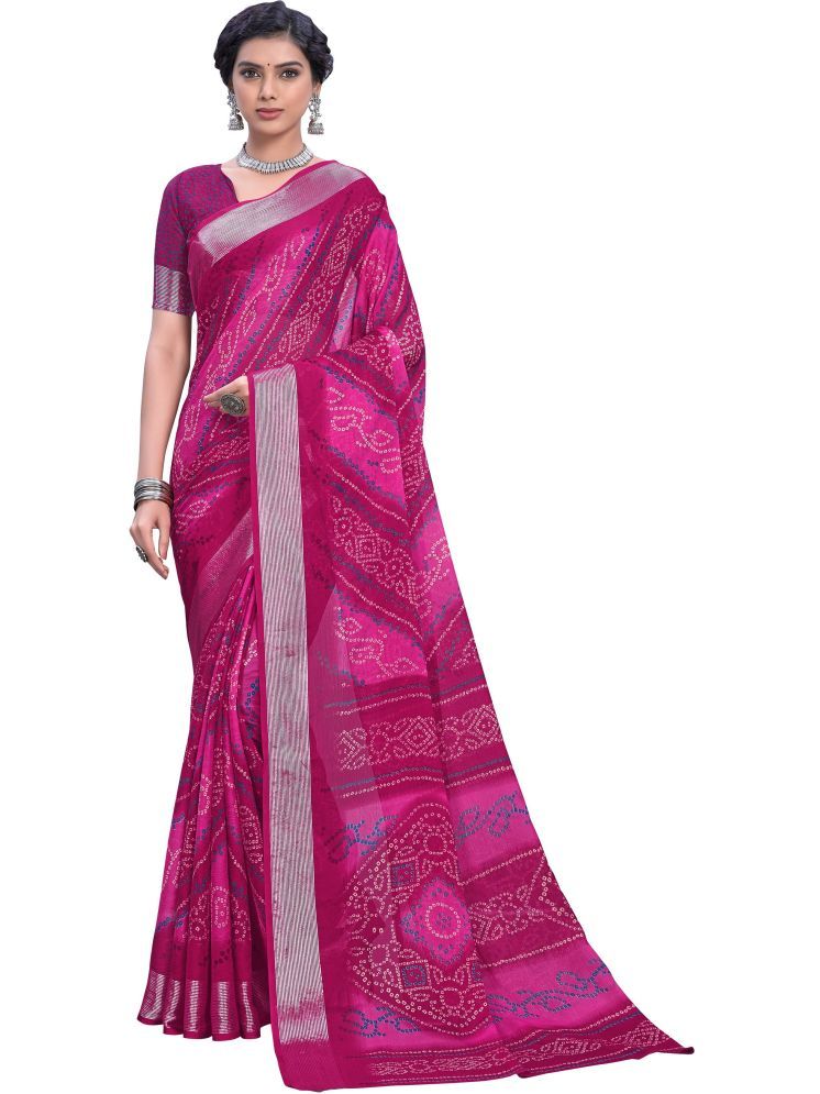     			Sariya Pack of 1 Viscose Printed Saree With Blouse Piece ( Rani )