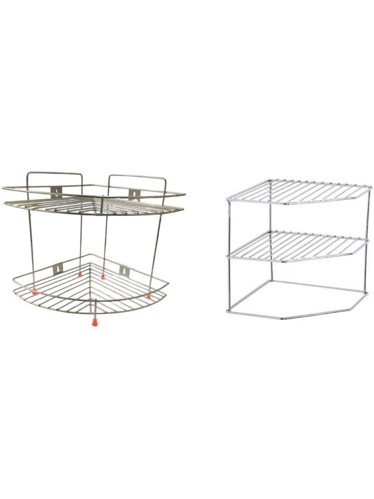     			VARKAUS Silver Stainless Steel Wall mount Stand ( Pack of 2 )