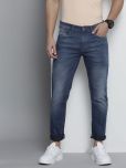 The Indian Garage Co Men Blue Slim Fit Light Fade Stretchable Jeans