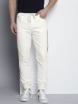 The Indian Garage Co Men White Jogger with Side Stripe Jeans