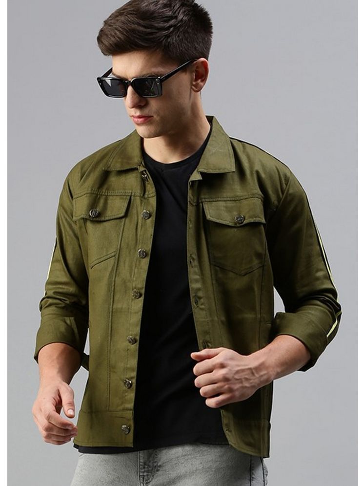     			VOXATI Denim Men's Denim Jacket - Olive ( Pack of 1 )