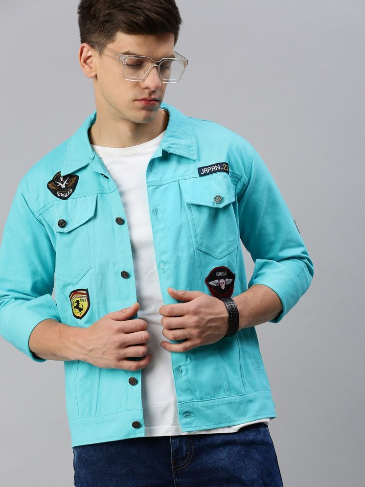     			VOXATI Denim Men's Denim Jacket - Turquoise ( Pack of 1 )