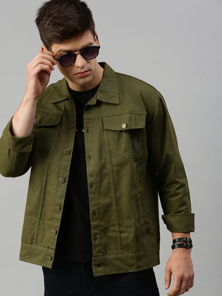     			VOXATI Denim Men's Denim Jacket - Olive ( Pack of 1 )