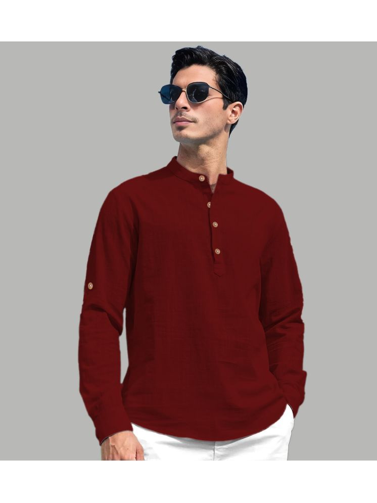     			Vida Loca Maroon Cotton Blend Men's Shirt Style Kurta ( Pack of 1 )