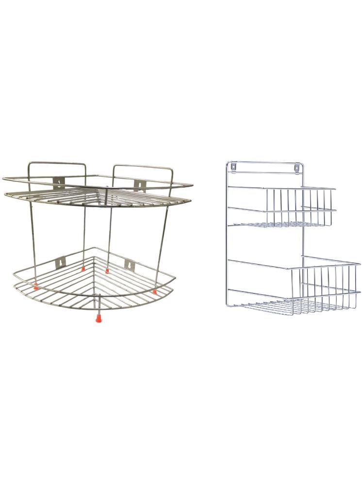     			Home Lane Silver Stainless Steel Wall mount Stand ( Pack of 2 )