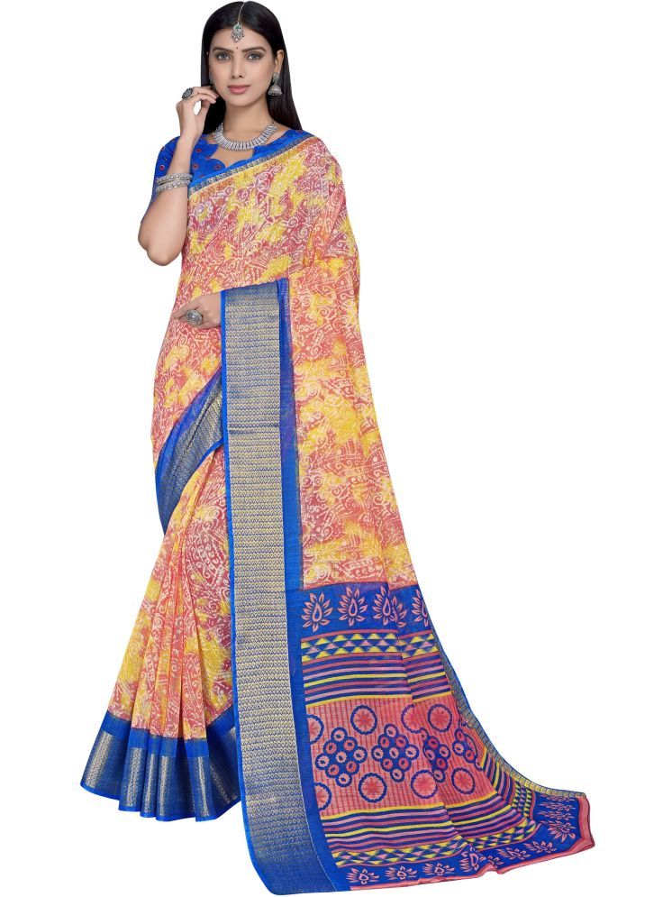     			Sariya Pack of 1 Cotton Blend Printed Saree With Blouse Piece ( Peach )