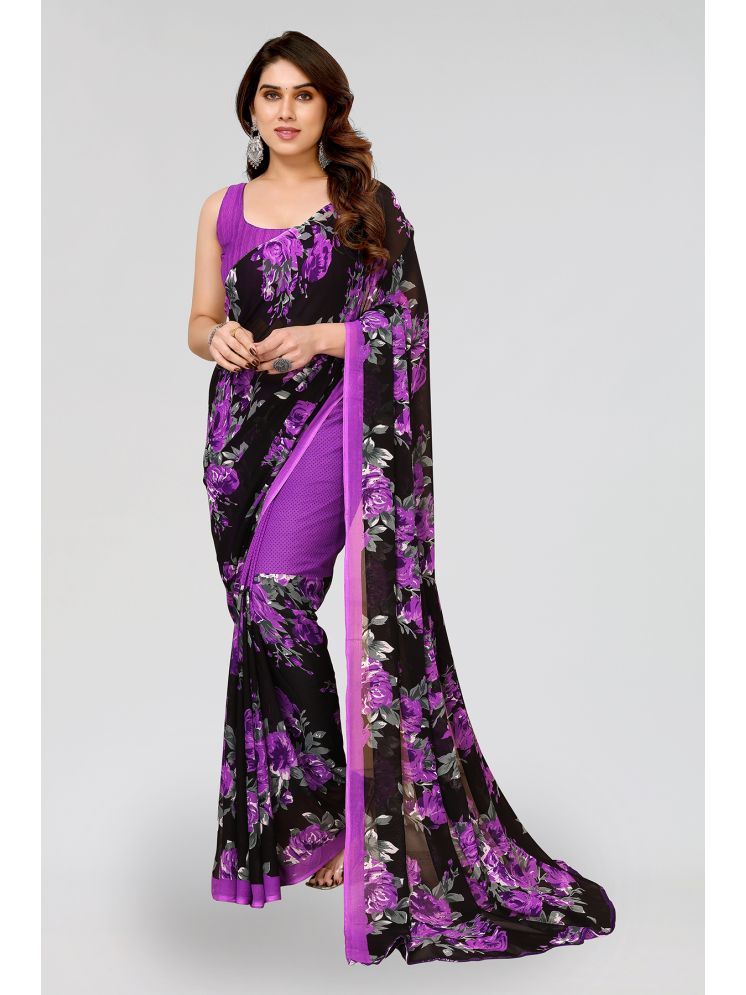     			ANAND SAREES Pack of 1 Georgette Printed Saree With Blouse Piece ( Purple )