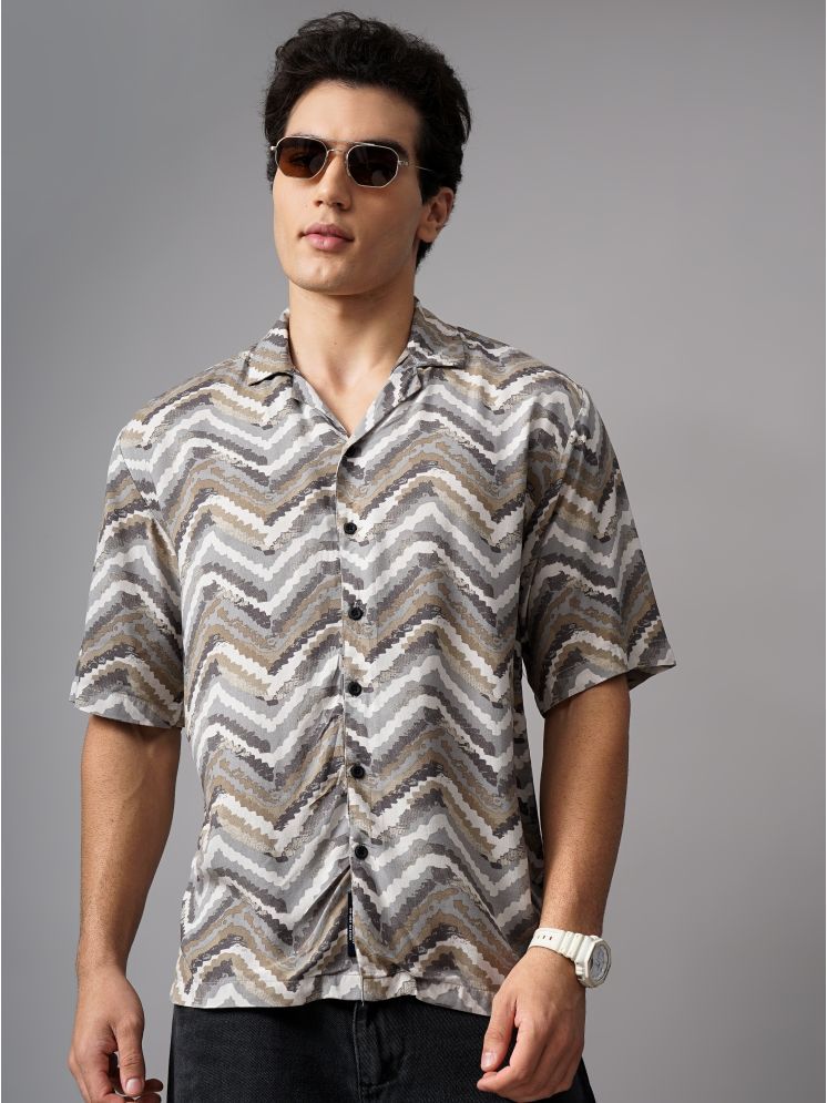     			Paul Street Rayon Regular Fit Printed Half Sleeves Men's Casual Shirt - Brown ( Pack of 1 )