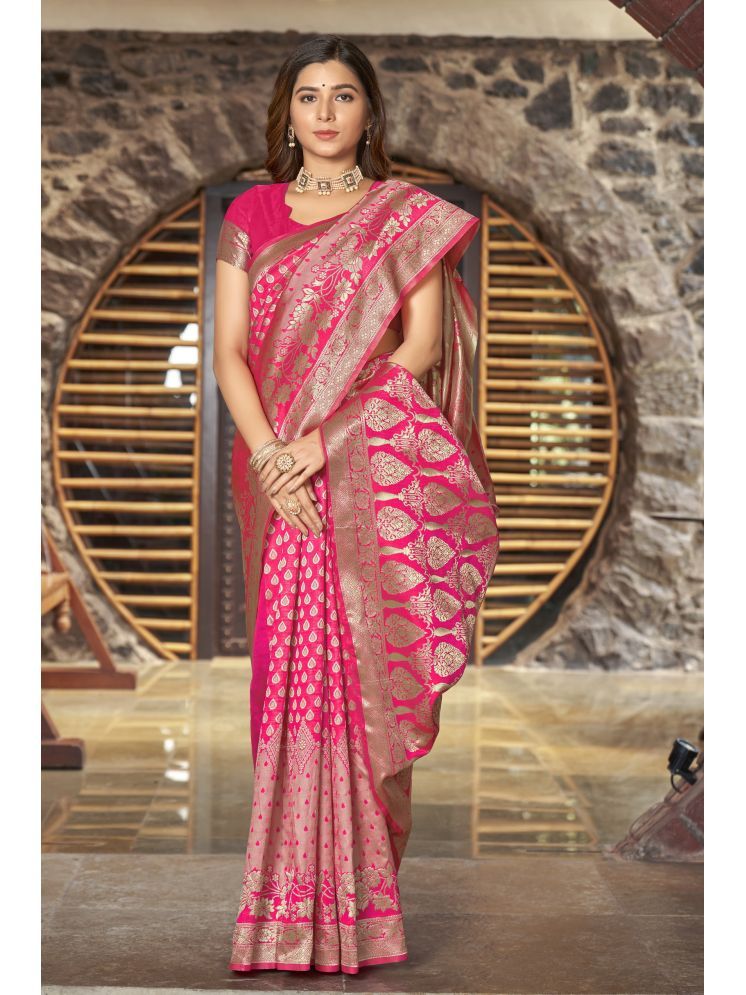     			Sariya Pack of 1 Jacquard Woven Saree With Blouse Piece ( Pink )