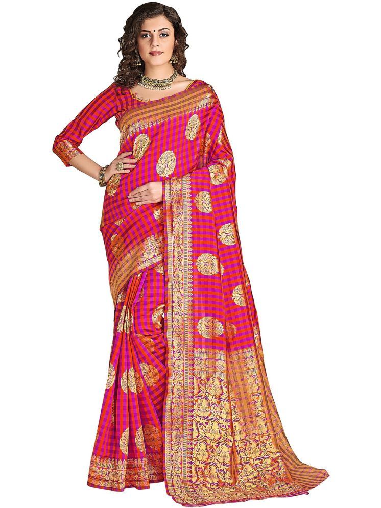     			Sariya Pack of 1 Jacquard Woven Saree With Blouse Piece ( Pink )