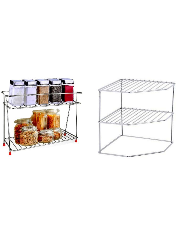     			VARKAUS Silver Stainless Steel Dish Racks ( Pack of 2 )