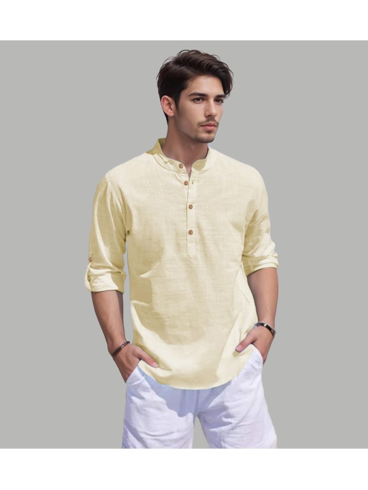     			Apektra Beige Cotton Blend Men's Shirt Style Kurta ( Pack of 1 )