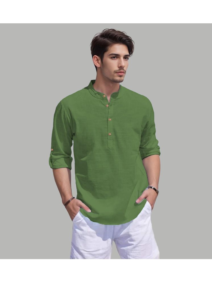     			Apektra Light Green Cotton Blend Men's Shirt Style Kurta ( Pack of 1 )