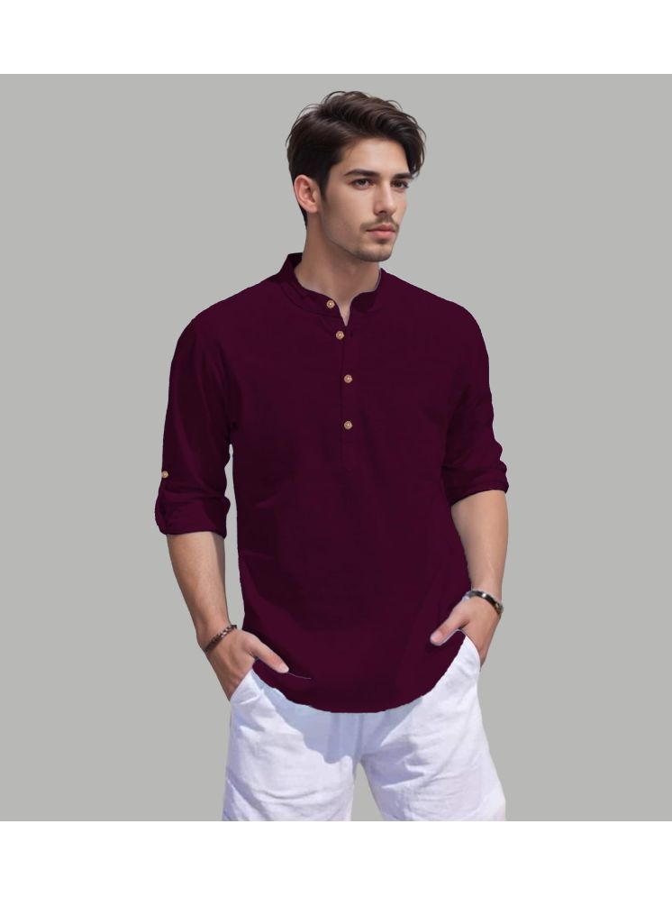     			Apektra Magenta Cotton Blend Men's Shirt Style Kurta ( Pack of 1 )