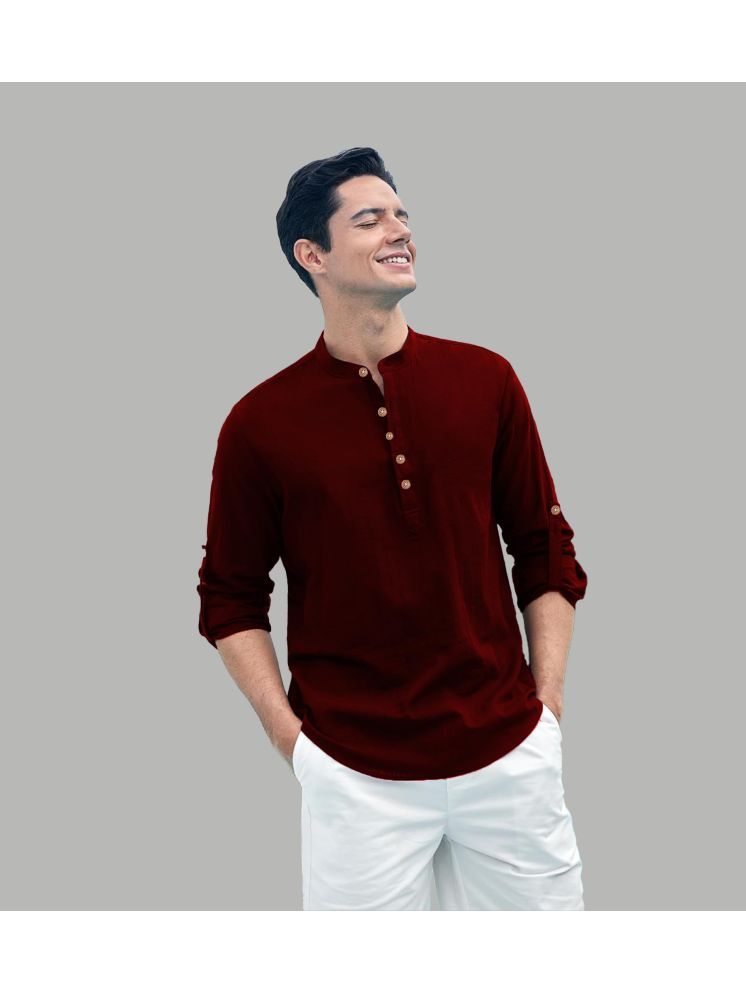     			Apektra Maroon Cotton Blend Men's Shirt Style Kurta ( Pack of 1 )