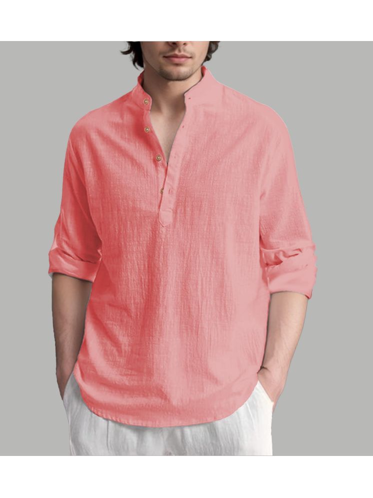     			Apektra Peach Cotton Blend Men's Shirt Style Kurta ( Pack of 1 )