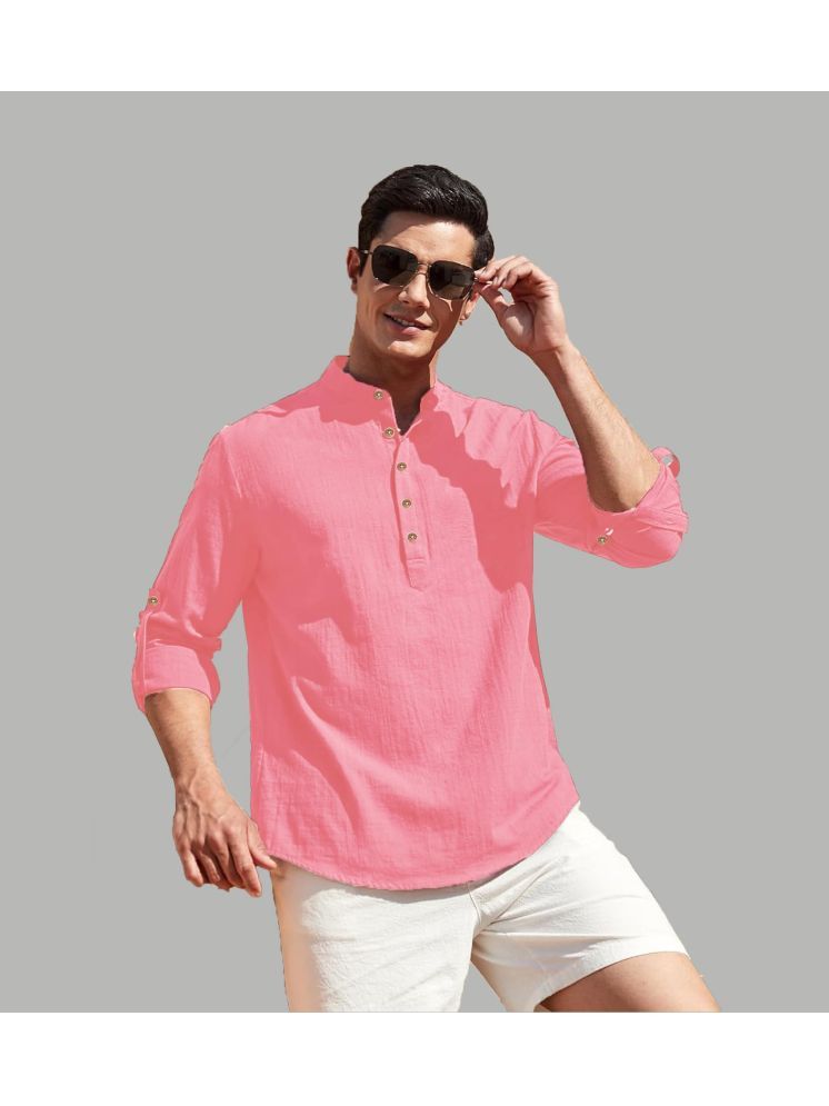     			Apektra Peach Cotton Blend Men's Shirt Style Kurta ( Pack of 1 )