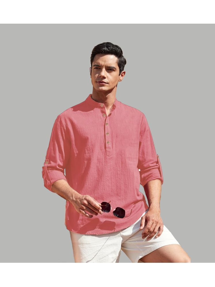     			Apektra Peach Cotton Blend Men's Shirt Style Kurta ( Pack of 1 )