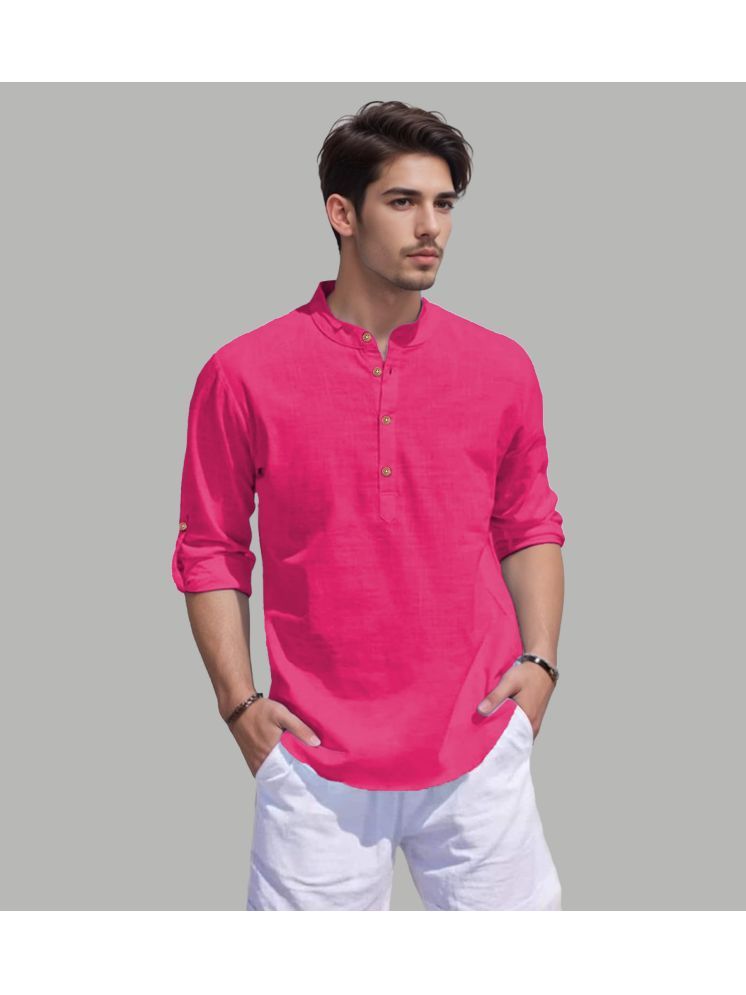     			Apektra Pink Cotton Blend Men's Shirt Style Kurta ( Pack of 1 )