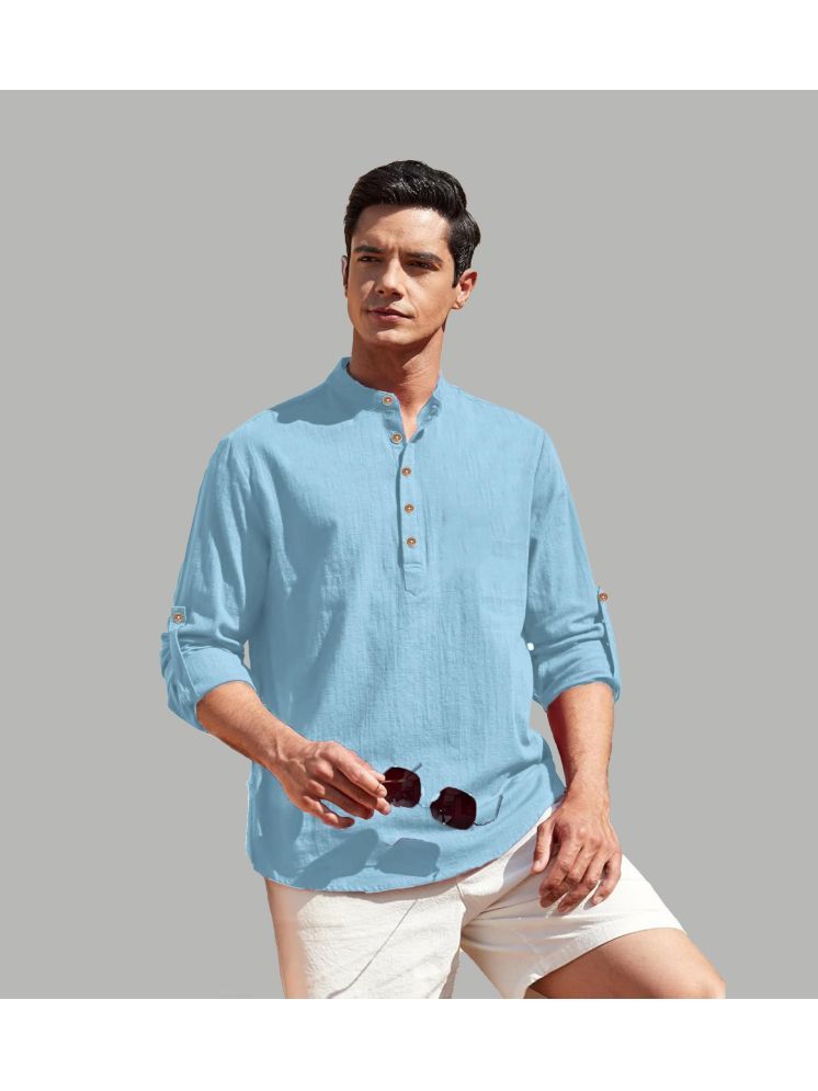     			Apektra Sky Blue Cotton Blend Men's Shirt Style Kurta ( Pack of 1 )