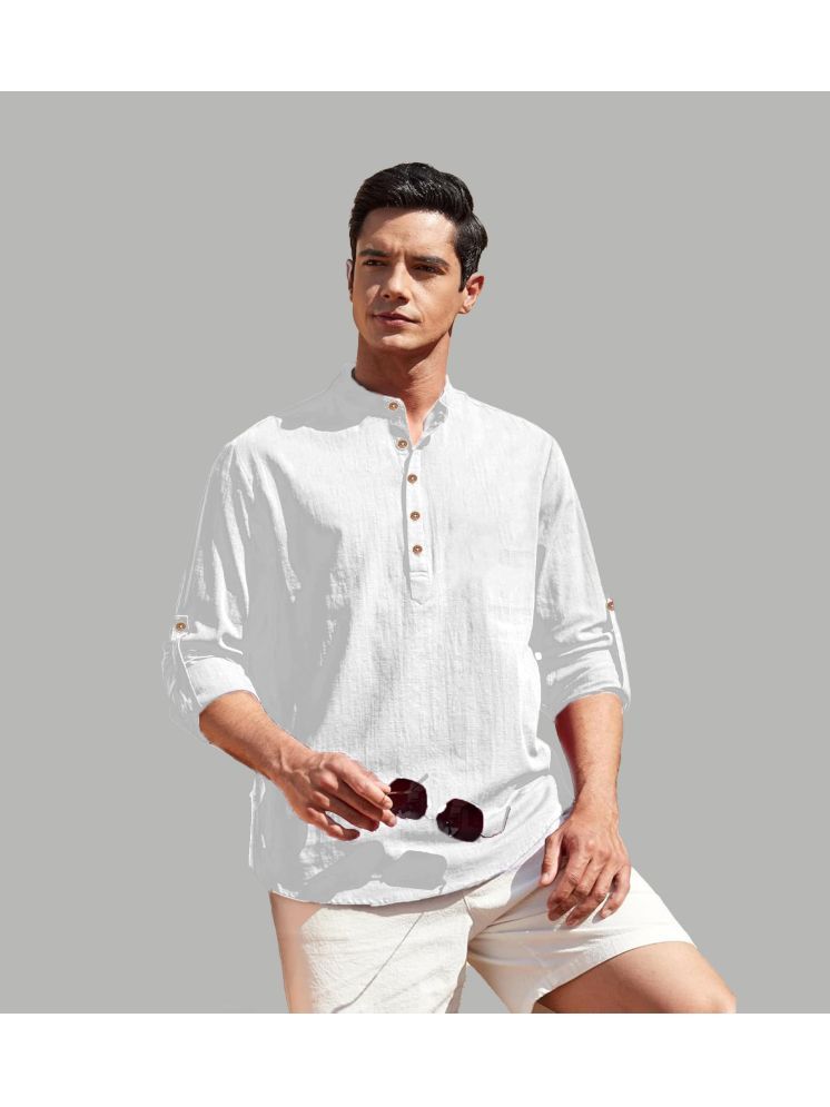     			Apektra WHite Cotton Blend Men's Shirt Style Kurta ( Pack of 1 )