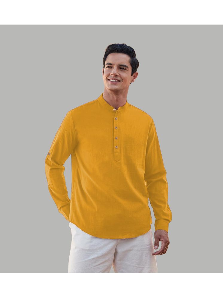     			Apektra Yellow Cotton Blend Men's Shirt Style Kurta ( Pack of 1 )