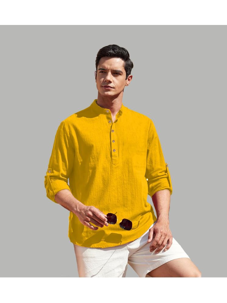     			Apektra Yellow Cotton Blend Men's Shirt Style Kurta ( Pack of 1 )