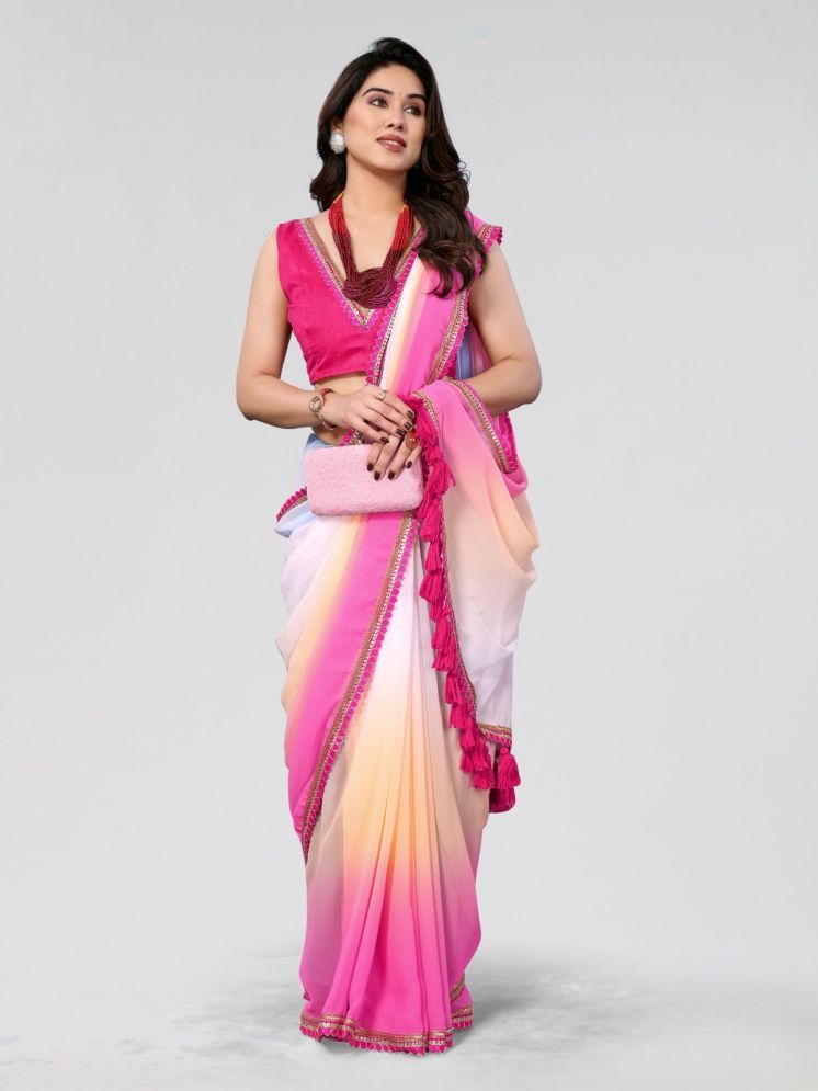     			BLEESBURY Pack of 1 Georgette Dyed Saree With Blouse Piece ( Multicolor3 )