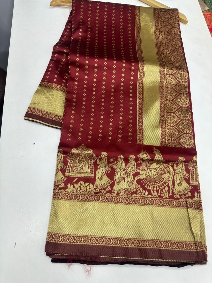     			Lady Shopi Pack of 1 Silk Blend Embellished Saree With Blouse Piece ( Maroon )