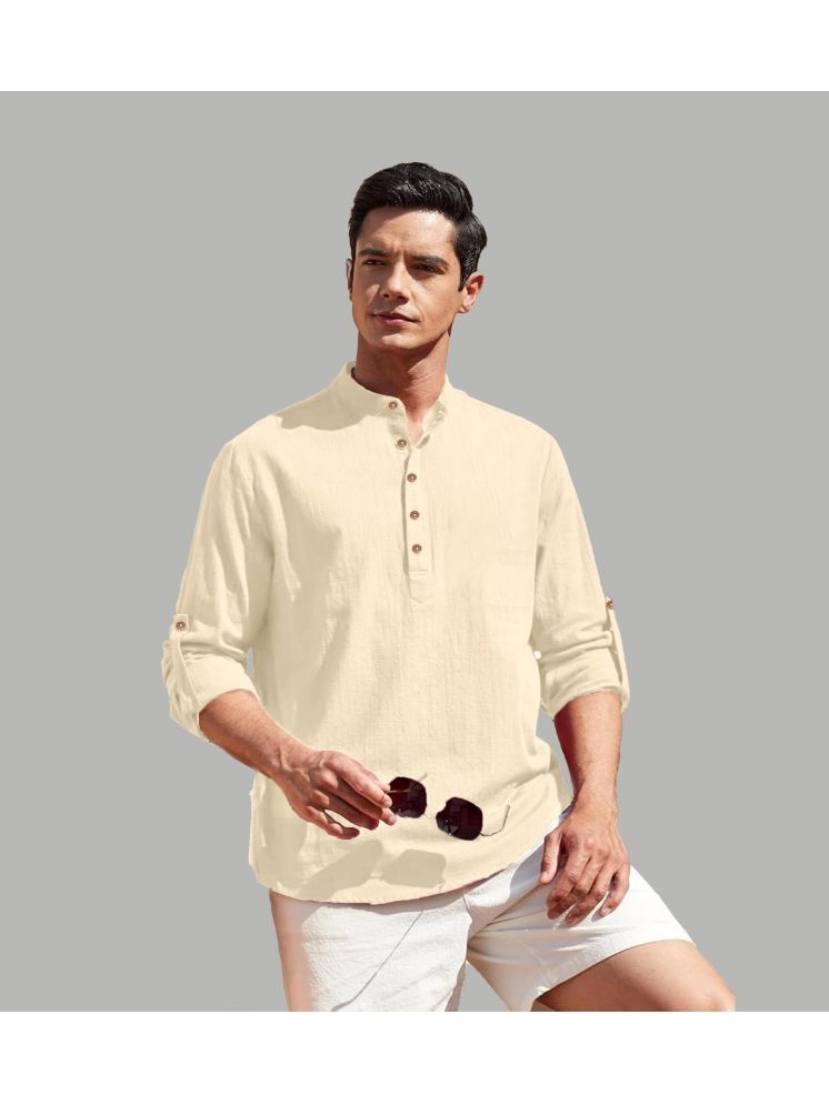     			TrendiVastra Beige Cotton Blend Men's Shirt Style Kurta ( Pack of 1 )