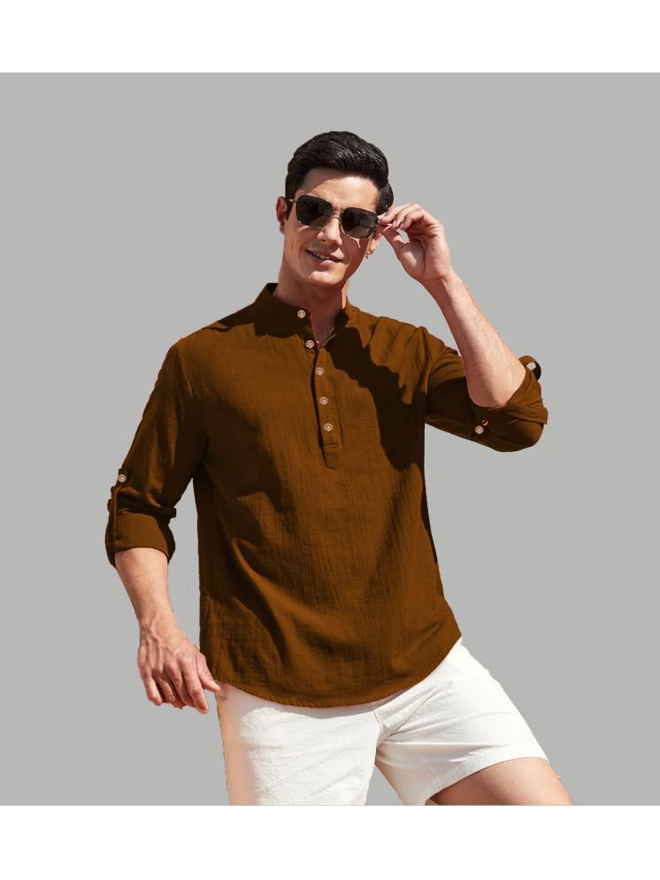     			TrendiVastra Gold Cotton Blend Men's Shirt Style Kurta ( Pack of 1 )